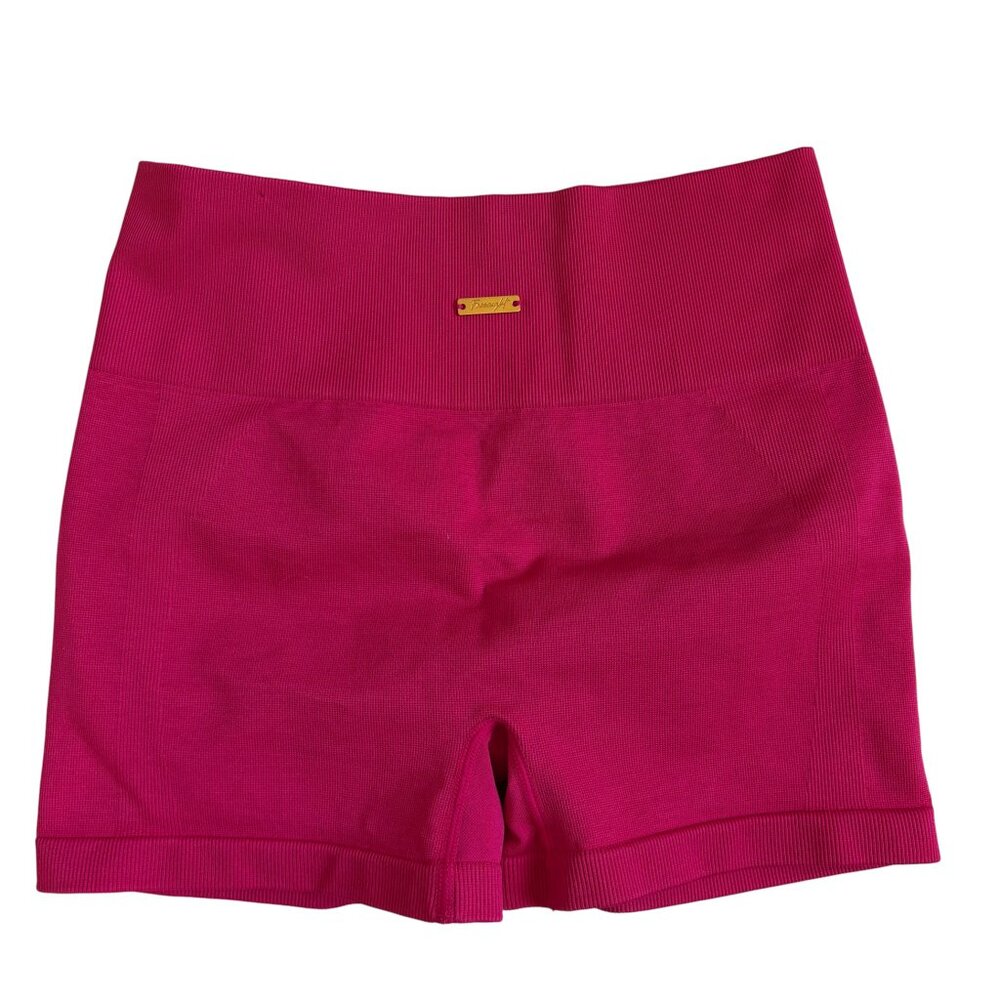 Fresought Yoga Short Tummy Control Butt Lifting Gym Shorts (Hot Pink) - Small